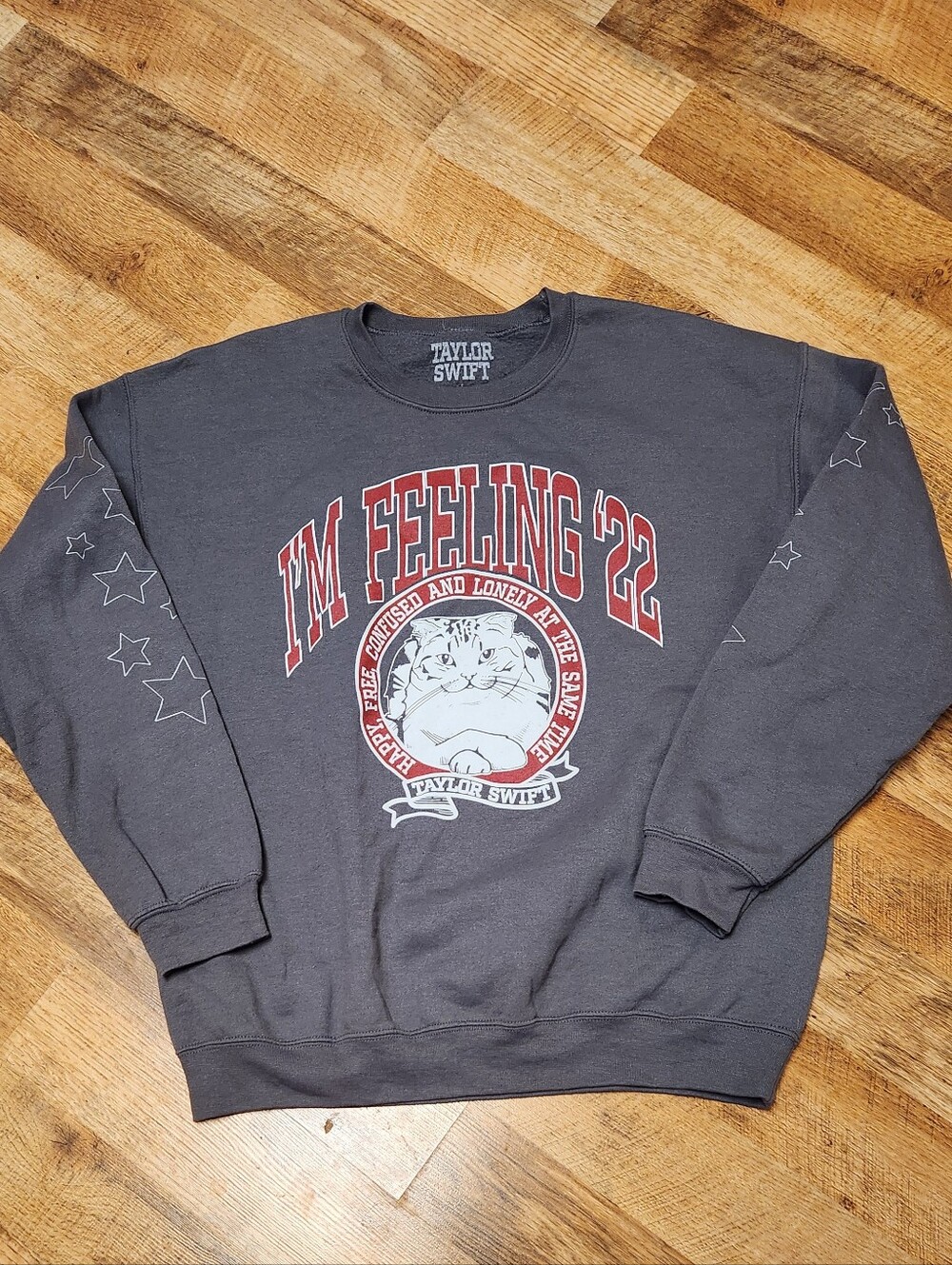 Taylor Swift Crewneck I'm Feeling 22 Sweatshirt with Cat Graphic, Size L